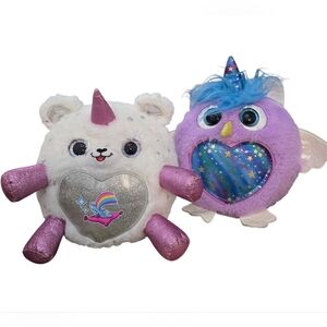 Zuzu Plush Unicorn and Owl Toy Set - Pink, Purple, Silver